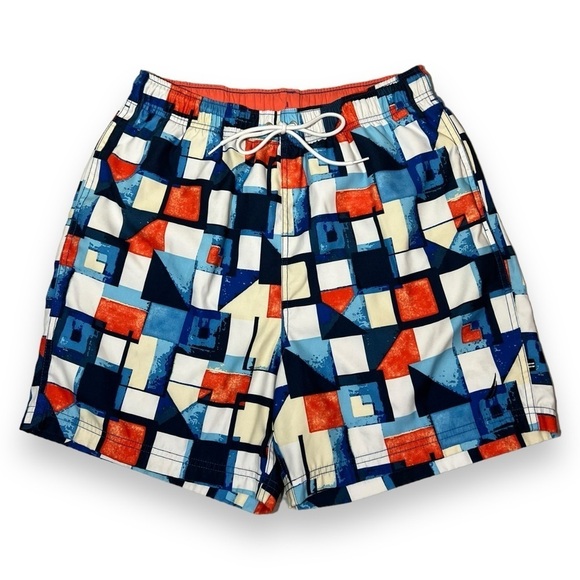 Nautica Men’s 6” Printed Quick Dry Swim Trunks Abstract Blue Orange Size Large - Picture 1 of 3